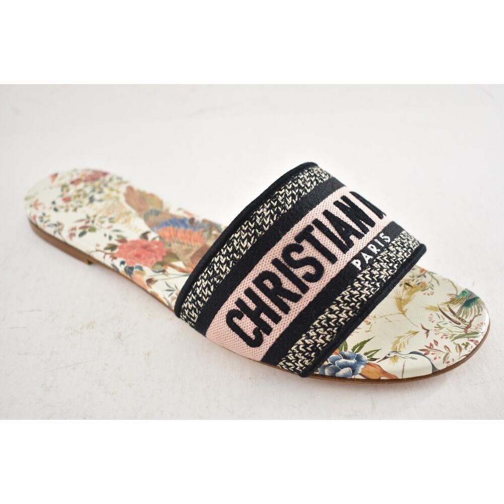Christian Dior Dway Jardín D’ Hiver Embroidered Logo Slide Mule Flat Sandal 39 - Picture 4 of 15